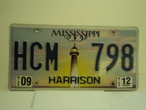 2012 MISSISSIPPI Lighthouse License Plate HCM 798
