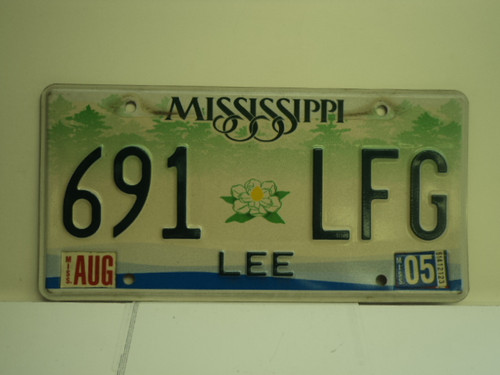 2005 MISSISSIPPI License Plate 691 LFG