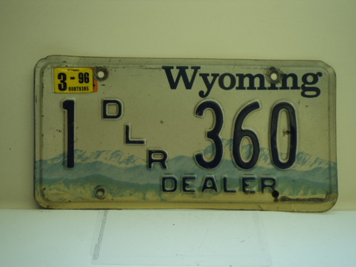 1996 WYOMING Dealer License Plate 1 360
