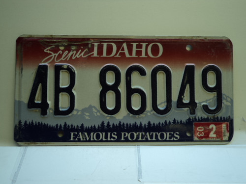2003 IDAHO Famous Potatoes License Plate 4B 86049