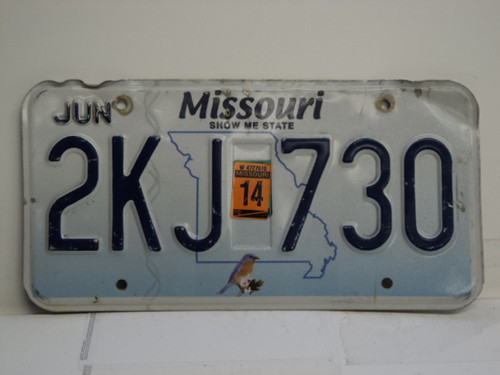 2014 MISSOURI Blue Bird License Plate 2KJ 730