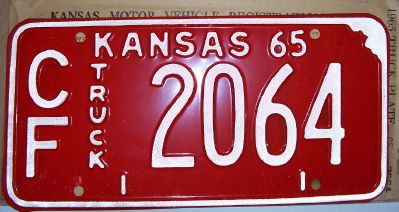 1965 Coffey Co Kansas Truck CF 2064 License Plate