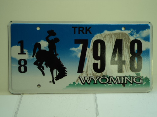WYOMING Bucking Bronco Devils Tower Truck License Plate 18 7948 1