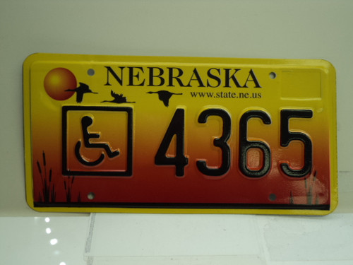 NEBRASKA Handicapped License Plate 4365