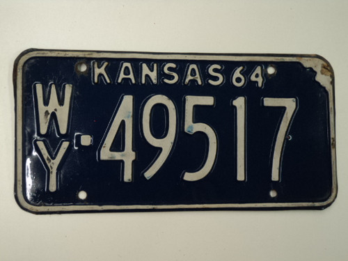 1964 KANSAS License Plate WY 49517