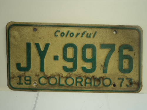 1973 COLORADO Colorful License Plate JY 9976