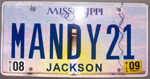 Mississippi Vanity License Plate MANDY21
