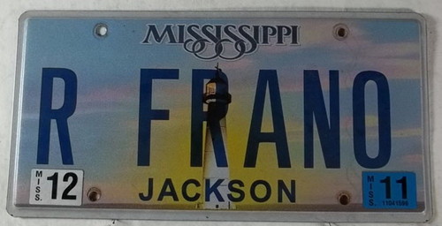 2011 Dec Mississippi Vanity License Plate R FRANO