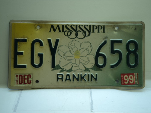 1999 MISSISSIPPI Magnolia License Plate EGY 658
