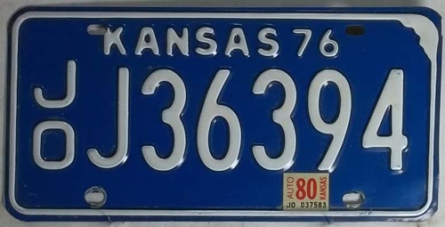 1976 1980 Johnson Co J36394 Kansas License Plate