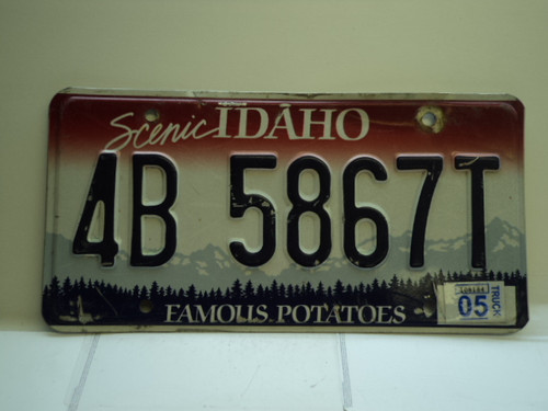 2005 IDAHO Famous Potatoes Truck License Plate 4B 5867T