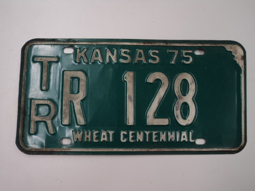 1975 KANSAS Wheat Centennial License Plate TR R 128