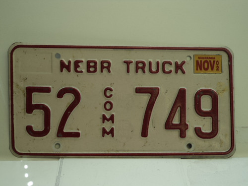 2002 NEBRASKA Commercial Truck License Plate 52 749
