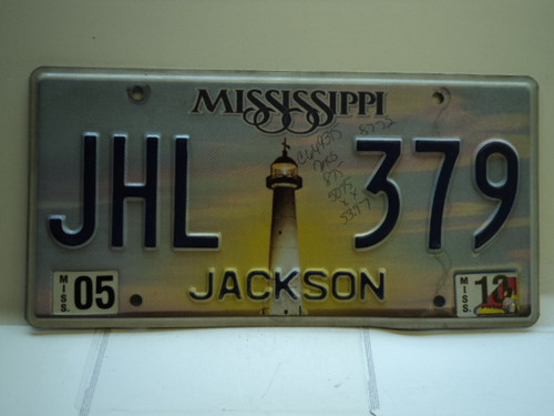 2010 MISSISSIPPI Lighthouse License Plate JHL 379