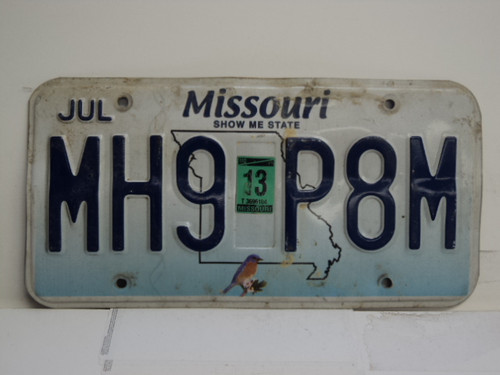 2013 MISSOURI Blue Bird License Plate MH9 P8M