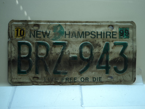 1999 NEW HAMPSHIRE Live Free or Die License Plate BRZ 943