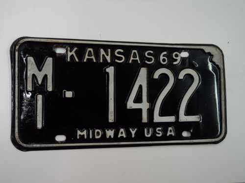 1969 KANSAS Midway USA License Plate MI 1422