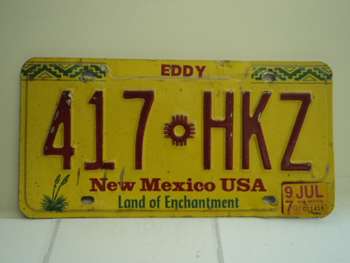 1997  NEW MEXICO Land of Enchantment License Plate 417 HKZ