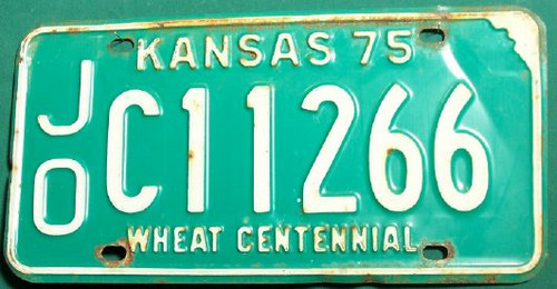 1975 Johnson Kansas License Plate JO M 11440
