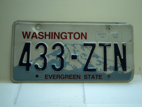 Washington Evergreen State License Plate 433 ZTN