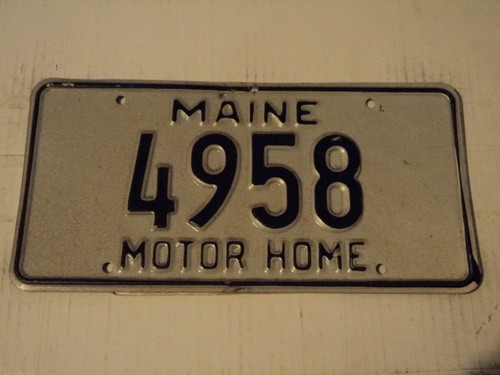 MAINE Motor Home License Plate 4958