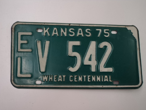 1975 KANSAS Wheat Centennial License Plate EL V 542