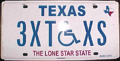 Texas 3XTXS Wheelchair Handicapped License Plate