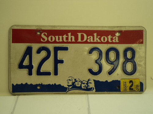 2004 SOUTH DAKOTA Mount Rushmore License Plate 42F 398