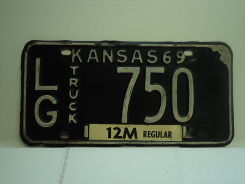 1969 KANSAS Truck 12M regular License Plate LG 750