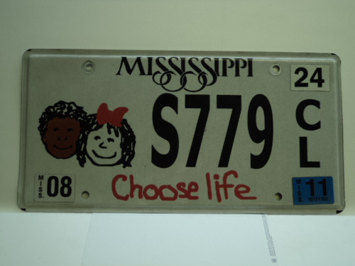 2011 MISSISSIPPI Choose Life License Plate S779 CL