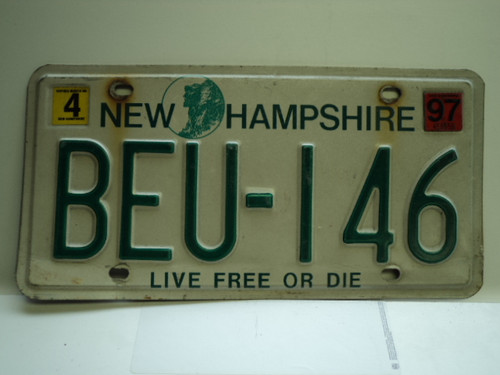1997 NEW HAMPHIRE Live free or Die License Plate BEU 146