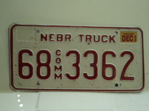 2002 NEBRASKA Commercial Truck License Plate 68 3362