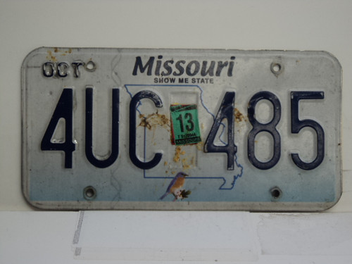2013 MISSOURI Blue Bird License Plate 4UC 485