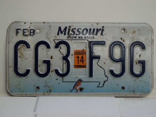 2014 MISSOURI Blue Fade Show Me State License Plate CG3 F9G