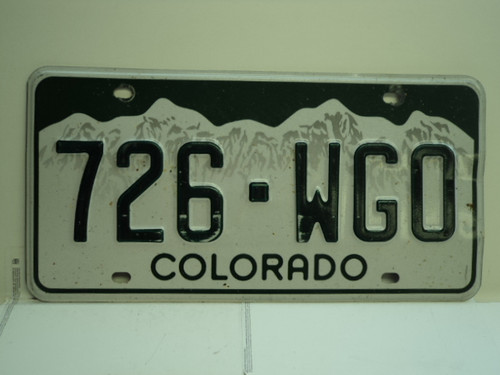 COLORADO License Plate 726 WGO
