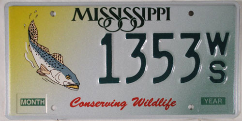 Mississippi Trout 1353 WS License Plate
