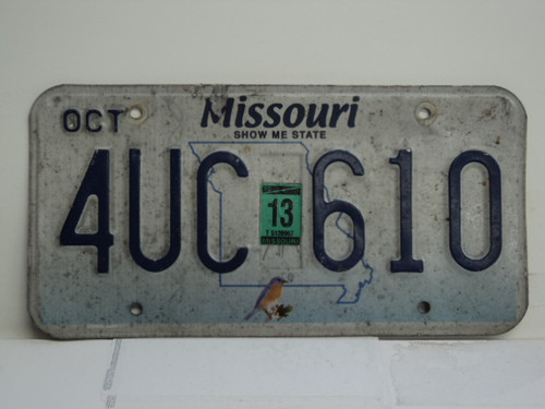 2013 MISSOURI Blue Bird License Plate 4UC 610