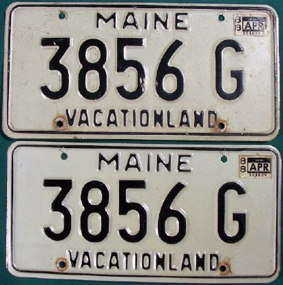 PAIR 1988 Maine 3856G Vacationland License Plate