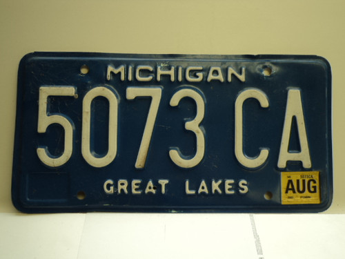 2002 MICHIGAN Great Lakes License Plate 5073 CA