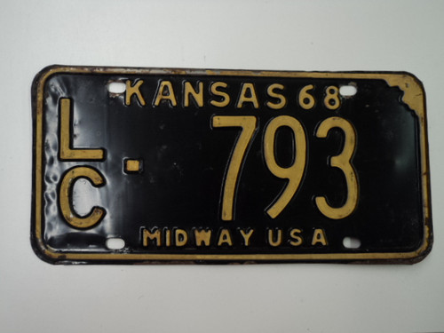 1968 KANSAS Midway USA License Plate LC 793
