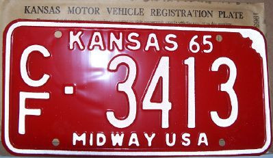 1965 Coffey Co Kansas CF 3413 Midway License Plate