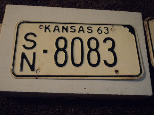 1963 KANSAS License Plate SN 8083