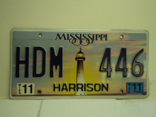 2011 MISSISSIPPI Lighthouse License Plate HDM 446