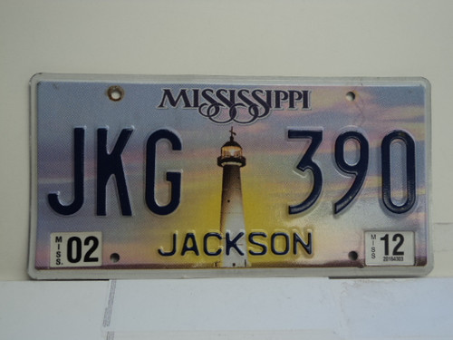 2012 MISSISSIPPI Lighthouse License Plate JKG 390