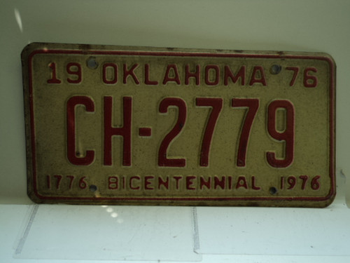 1976 OKLAHOMA Bicentennial License Plate CH 2779