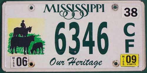 2009 Mississippi Our Heritage License Plate