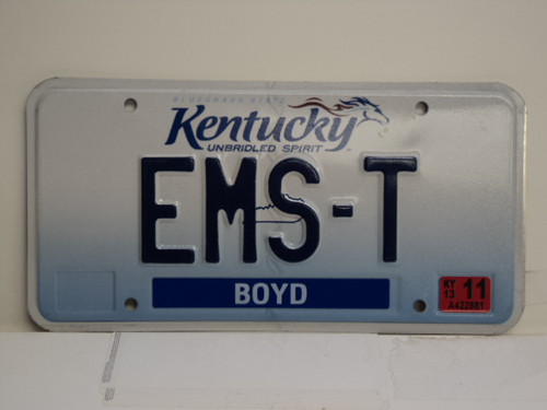 2013 KENTUCKY Unbridled Spirit VANITY License Plate EMS T