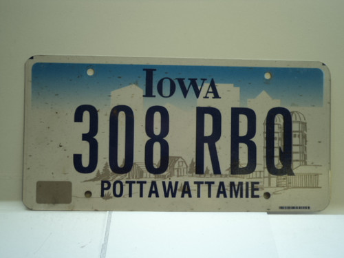 IOWA License Plate 308 RBQ