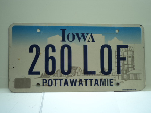 IOWA License Plate 260 LOF