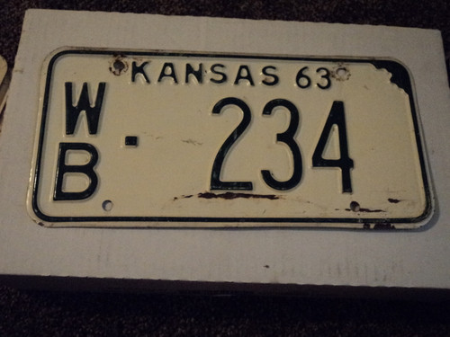 1963 KANSAS License Plate WB 234
